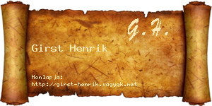 Girst Henrik névjegykártya